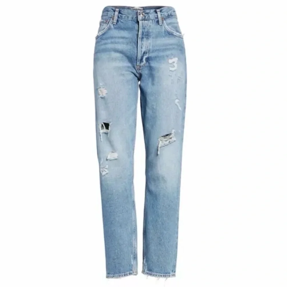 AGOLDE Jamie High Rise Classic Isolation Jeans Distressed Bottom Fly Size 27